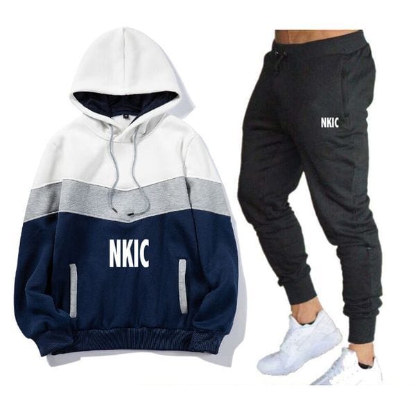 Color: Yellow 1 - Size: XS - Adult: yes - Men Tracksuit 2 Pieces Sets Patchwork Hooded Sweatshirt Drawstring Pants Male Hoodies Running Sportswear Men Women Autumn Sportwear
