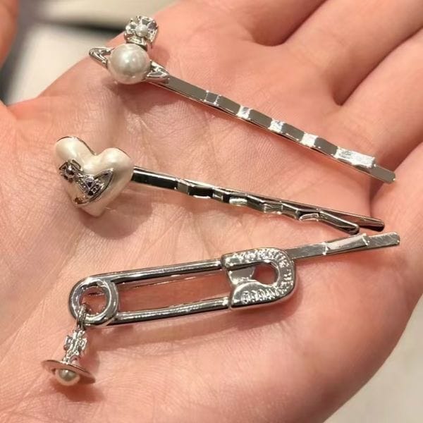 Material: Gold3 - hair pins designer hair clip barrette hairclip hair slide pin fashion hair accessories tools womens pearl saturn oneline hairpin side clip