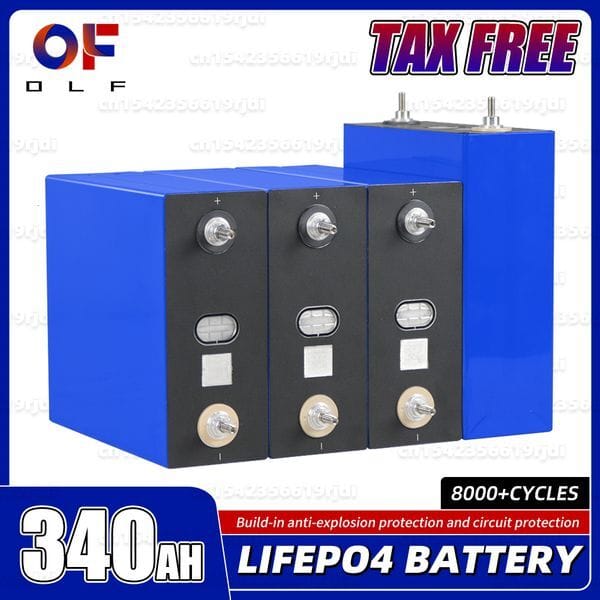 Grade A 3.2V 340AH Lifepo4 Battery 8000 Cycles Brand New Lithium Iron Phosphate Rechargeable Cell For RV EV Solar Camping No Tax