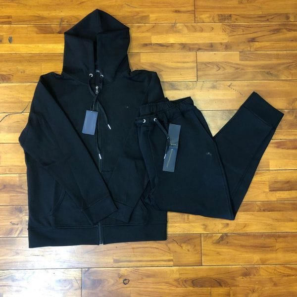 Color: Black-hoodie(red) - Size: XL - mens designer tracksuit NEW Football USA Sets track suit mens Men Zipper jackets sportswear set top quality casual suits