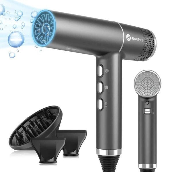 Color: White - Hair Dryer with Unique Brushless Motor Intelligent Fault Diagnosis Innovative Microfilter Oxy Active Technology Led DispXJ241106