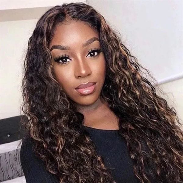 Color: Brown no lace - 13x4 Lace Frontal Wig40 Inch Body Wave Transparent Lace Front Simulation Human Hair Wigs Pre Plucked Brazilian Black Color 250 density HD For Women