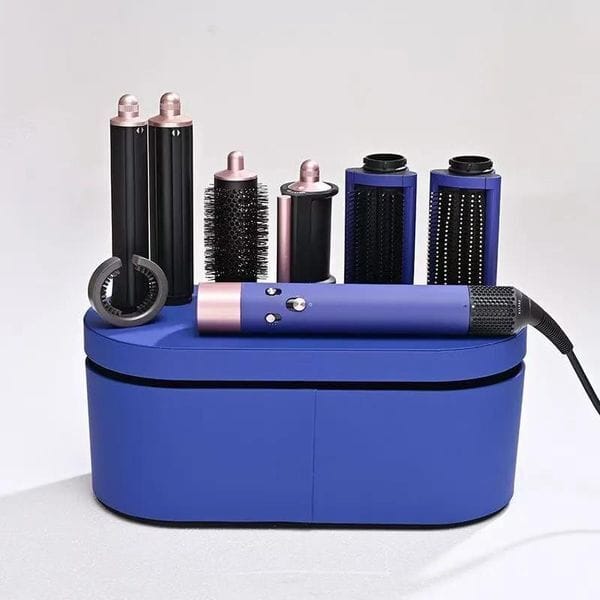 Color: Flower Blue - Hair Curler Multifunctional Negative ion Hairdryer Professional Adjustable Temperature Hair Tool Unisex Hair Curlers 7-in-1