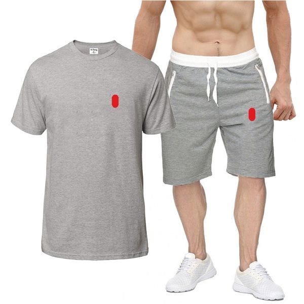 Color: Gray - Size: L - Adult: yes - designer tracksuit Summer Mens shorts and t shirt set tshirts Loose casual Fashion Luxurys Print shorts Tee Top