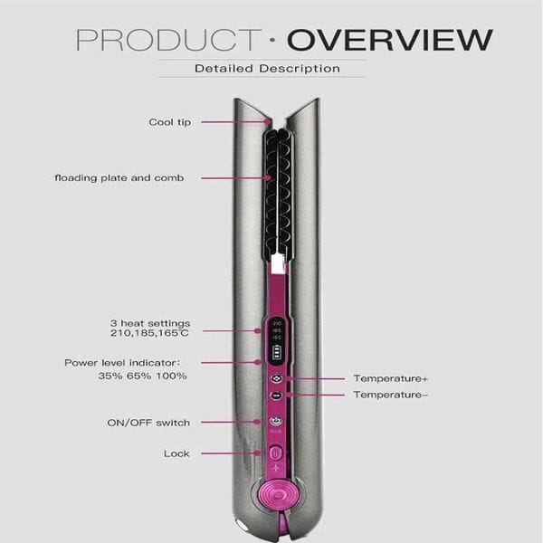 Professional Ceramic Flat Iron 2 in 1 Cordless Hair Straightener and Curler Rechargeable wireless Straightene Z250122