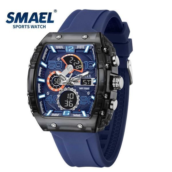 SMAEL 8109 New Mens Watch Multifunctional Sports 50M Waterproof Dual Display LED Night Light Leisure Student Electronic Watch Z250207