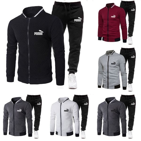 Color: Dark Grey 1 - Size: 3XL - Men's Tracksuit Designer Jacket & Long Pants Set -Zipper Casual Tracksuit Fashion Brand For Autumn and Winter