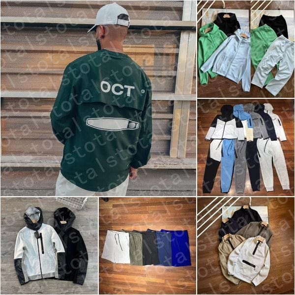 Color: 35# - Size: M - Tracksuits Men's Half Zipper Hoodie Techfleece Trousers Track suits Bottoms Running Joggers Tech Pants Men Woman sports shorts