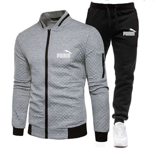 Color: 8. - Size: XL - Men's Autumn Winter Stand Up Collar Zip-Up Hooded Jacket with Matching Pants - Sports Suit Set