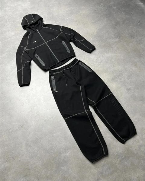 Color: Pants - Size: M - Men's Tracksuits Men Sportswear Set Zip Hoodie Sweatshirt Sweatpants Two Piece Hip Hop Letter Embroidery
