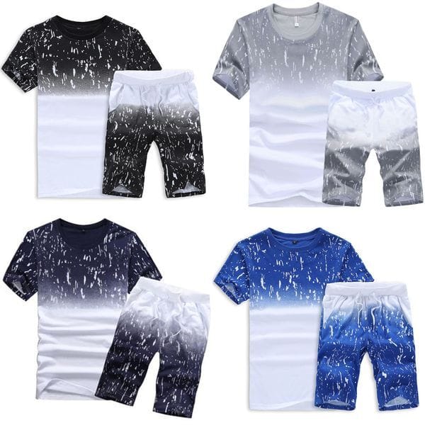 Color: Gray - Size: 5XL - Men's Designer Tracksuit Unisex Sportwear Summer New Style Men's Short-sleeved T-shirt Sports Suit Casual Sports Set Gradient
