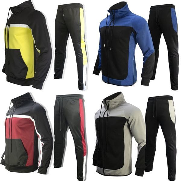 Color: Color 6 - Size: 2XL - Men's Tracksuit Designer Tracksuit Sportwear Fashion Brand Contrast Color Hoodie Two-piece Hooded Fall Coat Sport Set Casual Suit