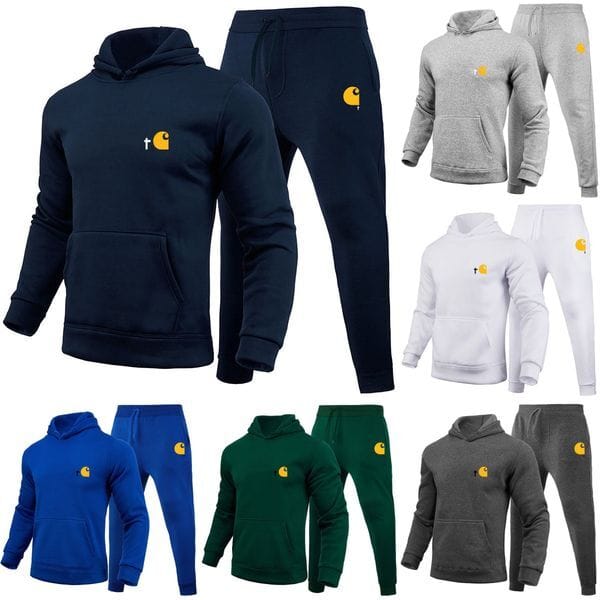 Color: Type 1 - Size: 2XL - Men's Tracksuit Designer Hooded Sweatsuit Fashion Brand Letter Printing Trendy Sportwear Fleeced Two Pieces Casual Loose Sport Suit For Winter