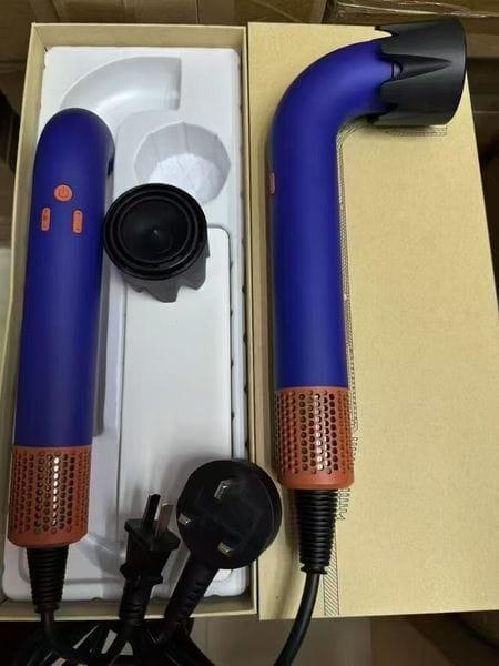 Color: Blue - Designer Hair Dryers High Speed Hair Dryer Curved Pipe Blower MuteHairdryer Hair Electric Hair Drier Safety Ionic Blow High Power