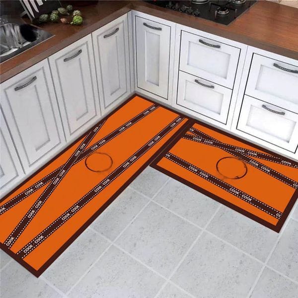 Size: 40*60cm - Rectangular kitchen floor mat, carpet foot mat, absorbent and oil absorbing anti slip mat, long strip mat set