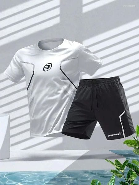 Color: TZ1226 - Size: S - Men's Tracksuits Bullpadel T-shirt Shorts Set Summer Tennis Activewear Running Basketball Training Wear Short Sleeve Top Breathable Loose