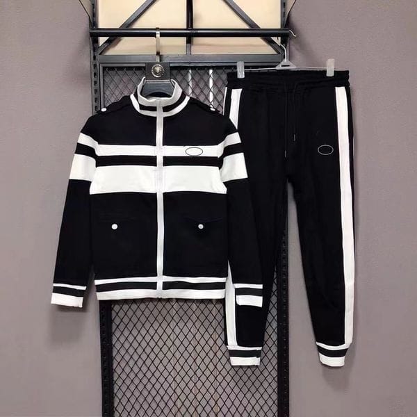 Color: Black6 - Size: 4XL - Mens Tracksuit Two Pieces Sets Jackets Hoodie Pants With Letters Fashion Style Spring Autumn Outwear Sports Set Tracksuits Jacket Tops Suits
