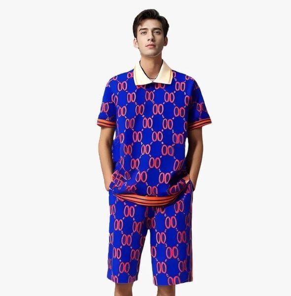 Color: A16 - Size: Asia size XL - Men's designer Tracksuits Sets Summer short sleeveds classic polos shirt men's beach sports letter shorts Sets