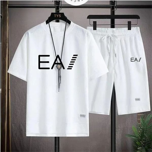 Color: Blue - Size: 2XL - Adult: yes - designer mens t shirt Tracksuits 2025 Summer gym jogging wear Breathable sportwear set Mens fashion short-sleeved T-shirt top casual shorts two-piece set