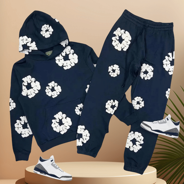 Color: Wheat - Size: L - Y2K Inspired Men's Streetwear Outfit - Hooded Sweatshirt and Baggy Pants Set