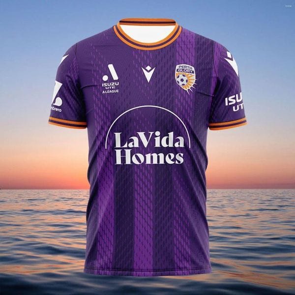 Color: T170446 - Size: M - Men's Tracksuits Perth Glory Summer 24-25 Season Home And Away 3D Printed T-shirt Comfortable Breathable Outdoor Sports Top