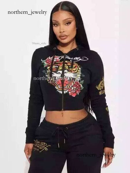 Color: Blue - Size: L - ed hardey tracksuit Mens Tracksuits Womens Two 2 Piece Set Outfits Strapless Casual printed Pants cardigan Y2K straigt trousers Street zipper ooded womens a52