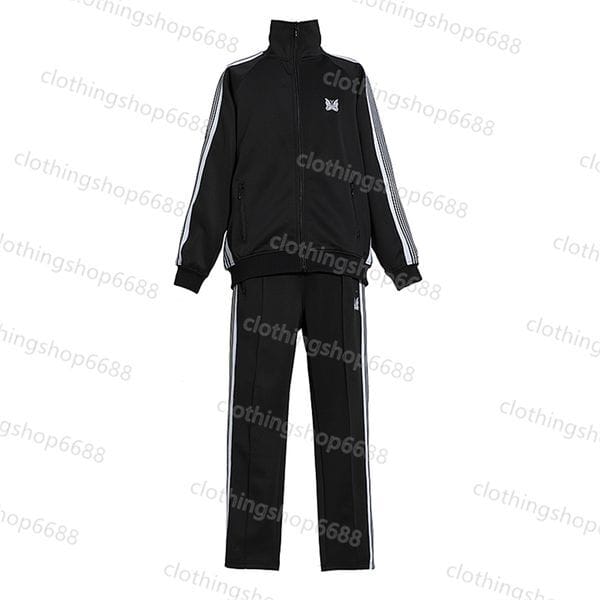 Color: A27 - Size: M - Men's tracksuits Needles track zip jacket Classic Side Stripes Zipper Butterfly Embroidery Cotton Loose Loose Sportswear Versatile Men And Women Casual Size S-XL