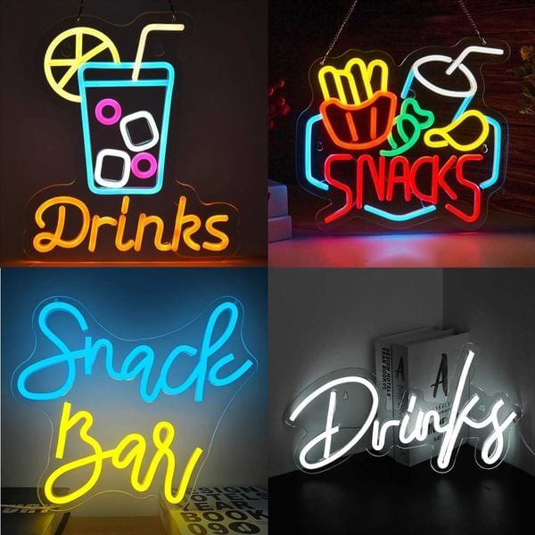 Drinks Snacks Neon Sign Dimmable Multi Color for Restaurant Bar Caf Fast Food Shop Convenience Store Kiosk Commercial Light Z250618