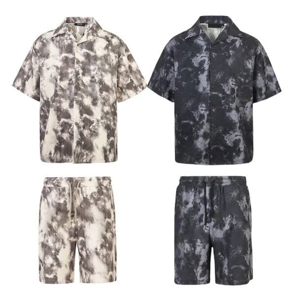 Color: Black - Size: XL - Men's Tracksuit Designer Short Two Pieces Lable Streetwear Hip Hop Sets Fashion Brand Printed Casual Loose Fit Shorts And Shirts