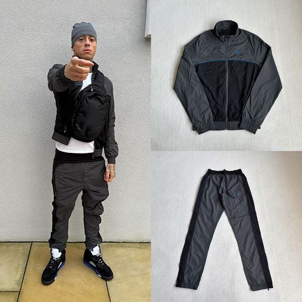 Color: A1 - Size: M - Designer Mens Tracksuit Embroidery Letter Vintage Hip Hop Color blocked Windproof Jacket Sports Joggers Two Piece Set Streetwear Men