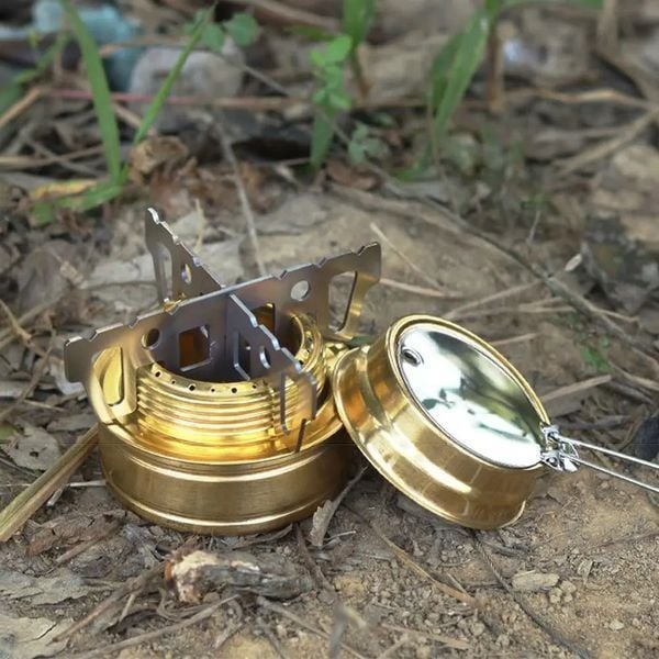 Portable Outdoor Alcohol Stove with Stand Windproof Cookware Stainless Steel Camping Safe Foldable Handles 250624