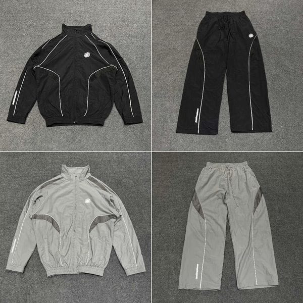 Color: Black Pants - Size: L - Men's Tracksuit Designer Long Sleeve Jacket Two pieces Set High Street American Style Fashion Brand Casual Loose Fit Windbreaker Tracksuits