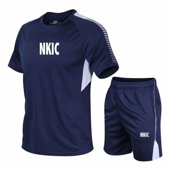 Color: White 1 - Size: M - Men's Fashion Two-Piece Set Breathable Workout Brand Tracksuit T-Shirt Shorts Comfortable Active Wear Clothing Plus Size M-5XL