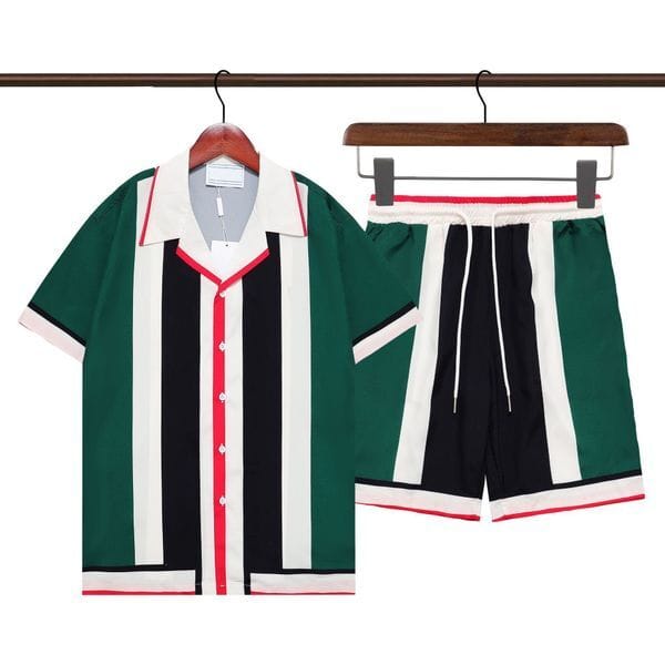 Color: A27 - Size: S - Men's Designer Tracksuits Summer Thin Men's Short Sleeved Shirt Set 3D Digital Retro High Street Hip-hop Beach Pants Set