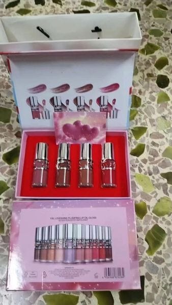 Color: As picture - Adult: yes - Makeup Set Lip Gloss 6ml 4pieces Lipgloss Plumping Lip Oil Liquid Lipstick Kits Moisturizing Crystal Shiny Glitter Lips Beauty Cosmetics 4pcs Gift Box 03 04 05 07
