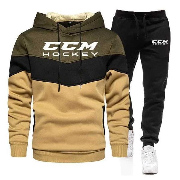 Color: Orange Blackw - Size: S - Autumn Winter Russia CCM HOCKEY Mens Tracksuit Sets Hoodie Casual Sportswear Suit Hoodies+Pants Warm Tracksuit Sets Mens Suits T250731
