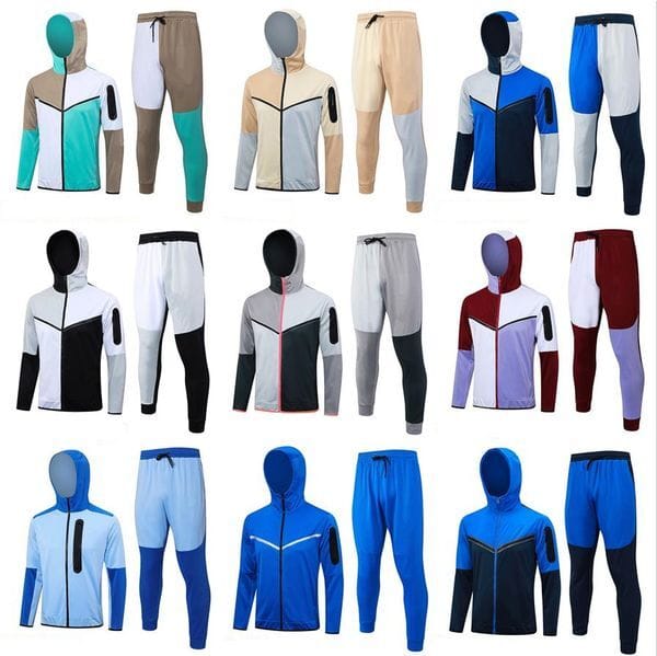 Color: Brown - Size: S - Mens Designer Tech Fleece Tracksuit Sweatshirt and Pants Two Piece Training Set Jogging Suit Casual Sportswear Gym Outfit Soccer Practice Kit Asian size
