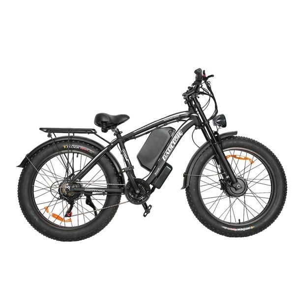 Color: Black - CA Stock 52V 32Ah 3000W Dual Motor Electric Bike - Hydraulic Disc Brakes, Dual Suspension Fork, 21-Speed Fat Tire Ebike, 45km/h, Up to 40-56miles Range Electric bicycle