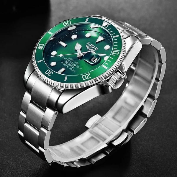 Color: Green - Adult: yes - LIGE Top Brand Luxury Fashion Diver Watch Men 30ATM Waterproof Date Clock Sport Watches Mens Quartz Wristwatch Relogio Masculino Business watch