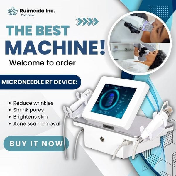 Golden RF Microneedling Device 2 In 1 With Ice Hammer Cooling Head For Wrinkles Skin Tightening and Collagen Induction Professional Face and Body Treatment