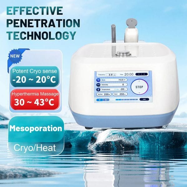 Multi-functional Facial Skin Lifting Device with Heat/Chill Massages and Electro-Cryotherapy