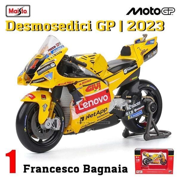 Color: Gray - Maisto 1 18 2023 Ducati Lenovo Team #1 Bagnaia Champion driver Moto GP Racing casting alloy motorcycle Model collection gift toy L250814