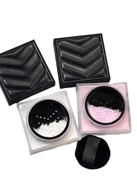 Color: White - TOP-quality New Makeup Brand Leather Loose powder Concealer 10g Loose Baking Setting Powder Easy Bake Fixation Natural Face Finishing Oil-control Beauty Cosmetics