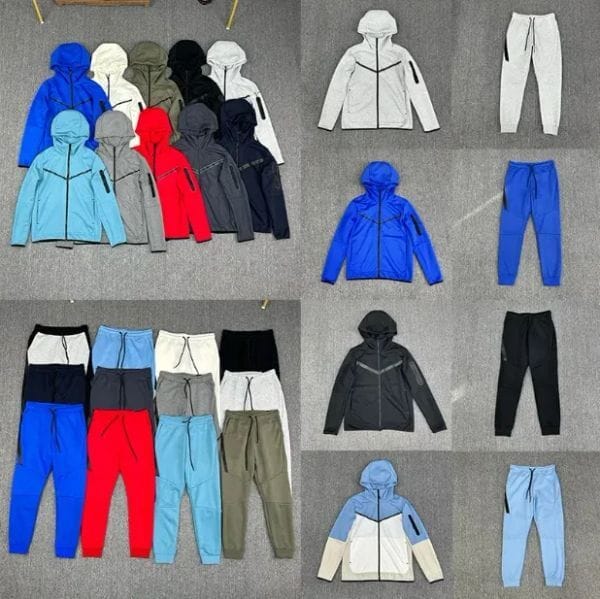 Color: Suit-4 - Size: M - niki tech tracksuit niketech fleece designer mens woman pants full-zip hoodie windrunner sportswear jacket reflective waist cord pocket taping tech fleece M-2XL