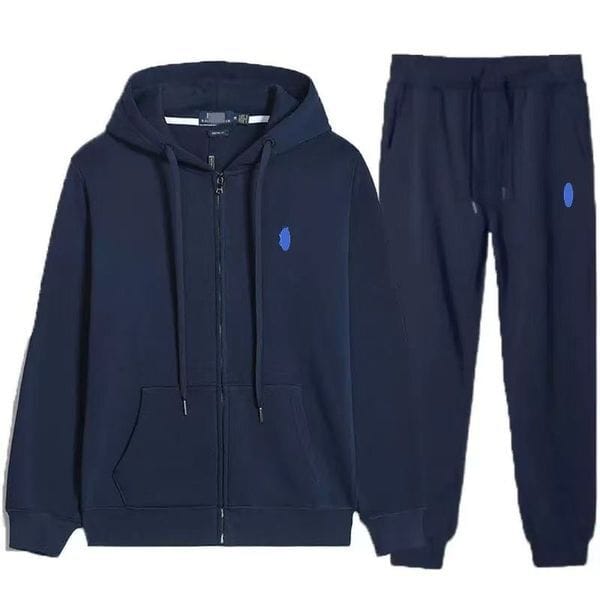 Color: 5# - Size: 3XL - laulphrauren mens Tracksuit Sportswear Set Winter pony Embroidery warm women polo hoodies Designer cardigan Zipper Jackets hoody with pants 2-piece sets