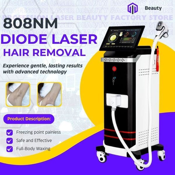 Diode Laser Hair Removal Machine 808nm Triple Wavelength Professional Beauty Salon And Spa Device For Painless Permanent Hair Reduction All Skin Colors