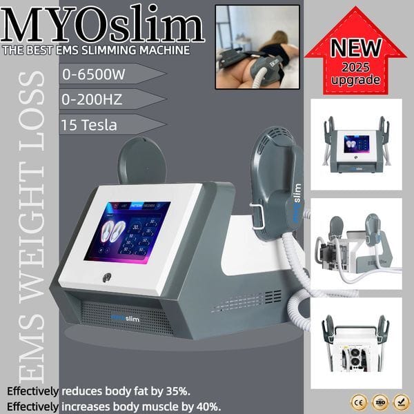 MyoSlim Neo Slimming Fat Loss Electro Magnetic Stimulation Body Sculpting and Muscle Building Machine 200Hz 6500W 15Tesla RF Salon Machine CE/ROHS