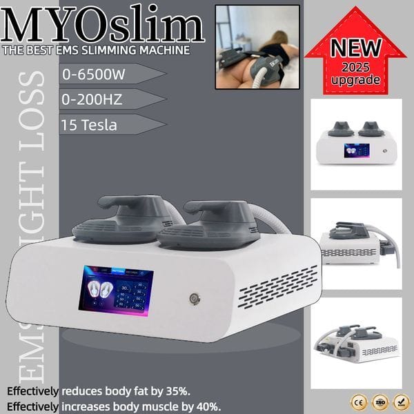 Electro Magnetic Stimulation Body Sculpting and Muscle Building Machine Reduce Fat And Shape The Perfect Body Curve 6500W 15Tesla 2 Handles RF 200Hz Machine
