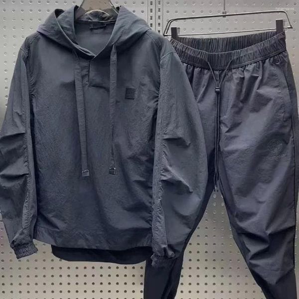 Color: Beige - Size: M - Men's Tracksuits 2025 Outdoor Casual Sportswear Set Hoodie Sweatshirt And Long Pants Loose Simple Fashionable Quick-drying 2pcs