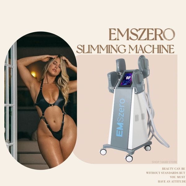 EMSzero MYOslim Ems Sculpting Electro Magnetic Stimulation Body Sculpting and Muscle Building RF 4 Handles Slimming Machine Painless And Non-traumatic HIEMT 200HZ
